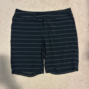 Lululemon Unlined Swim Gym Board Shorts Black Grey Stripe Waist 36
